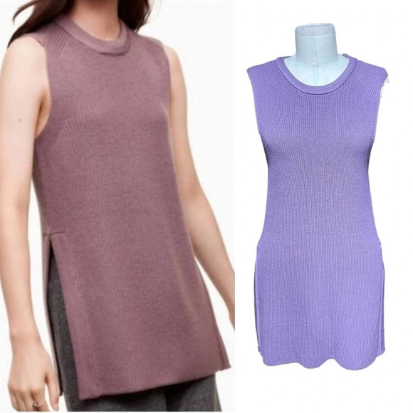 Aritzia Wilfred Palmier Sleeveless Tunic Sweater Purple Size‎ Medium - Picture 1 of 9